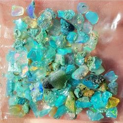 Aqua Blue Ethiopian Fire Opal Crystal Chips 2-7mm  - 20pcs. 