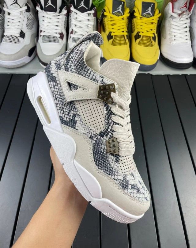Air Jordan 4 Retro Snakeskin Gray and White