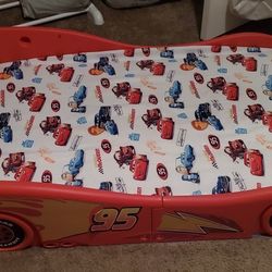 Toddler disney Cars Bed With Mattress And Sheet. 