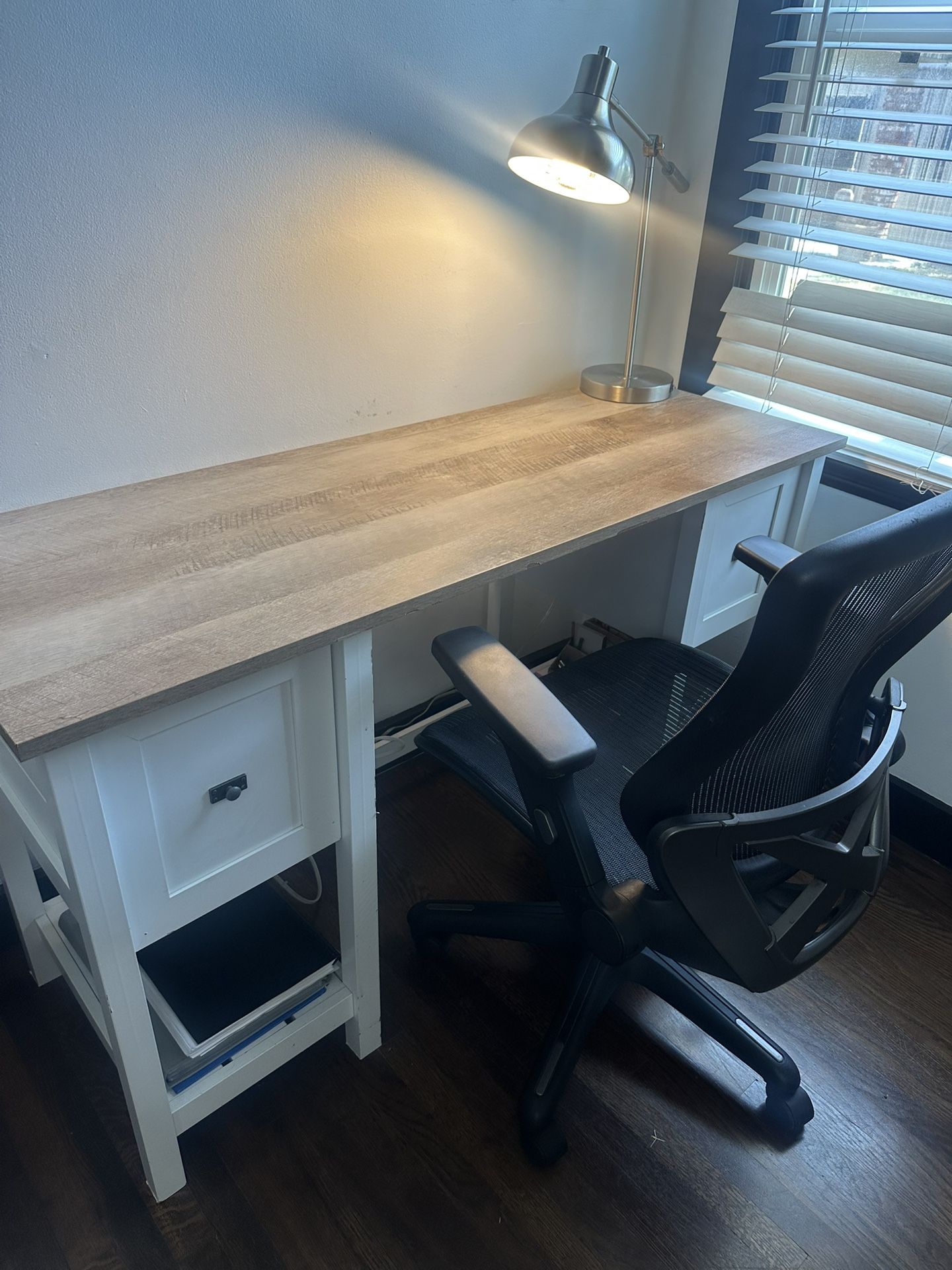 Desk & Chair And Lamp