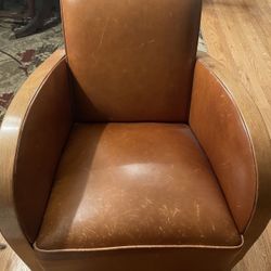 Vintage Scandinavian Art Deco Leather Club Deck Chairs - Two Chairs 