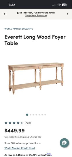 World Market Everett Long Wood Foyer Table