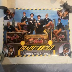 Rare 1991 Blues Brothers Budweiser Beer Poster Licensed To Thrill 28x20