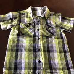 Boys Button Up Collared Short Sleeve Size 4T