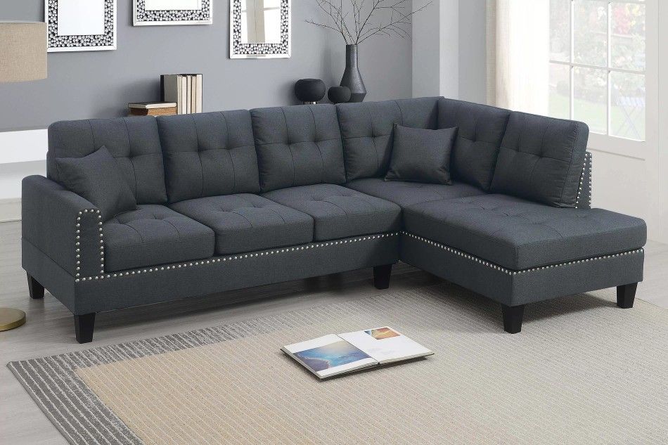Brand New Dark Grey Sectional Sofa (Pillows Included)