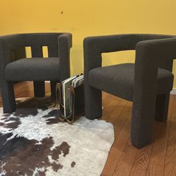 Boucle Accent Chairs - Set Of Two
