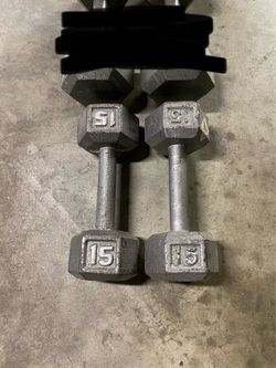 Pair of 15 Ibs HEX Dumbbells / Weights - 30 Ibs total
