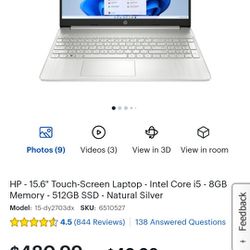 HP 15.6 Inch Touchscreen Laptop I5 $299