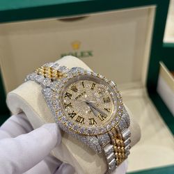 Two-Tone Watch | Gold & Silver | VVS Moissanite | Bust Down