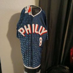 Philly #8 Blue Star Print Baseball Jersey