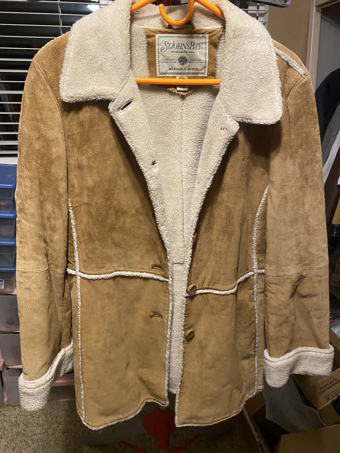 St. John’s Bay Suede Coat With Sherpa Lining
