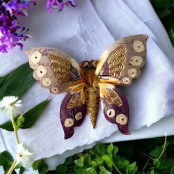 Purple Butterfly Brooch Pin