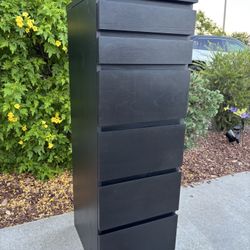 Black Modern 6 Drawer Dresser Chest of Drawers Vanity Furniture Great Condition 