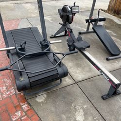 Air Runner Treadmill, Rower, Ab Bench, Hex Bar And Delt Bar
