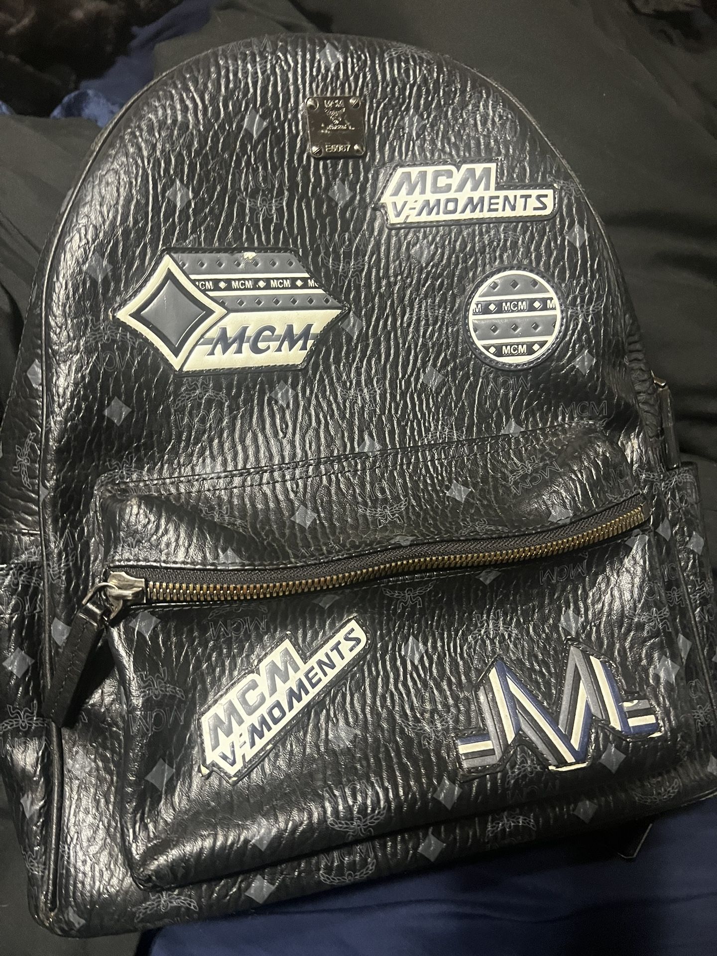 MCM Black With Patches Medium/Large Bag