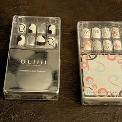 New Press-On Nail Sets - Abstract Black/White & Pastel Swirl Designs - 2 Packs