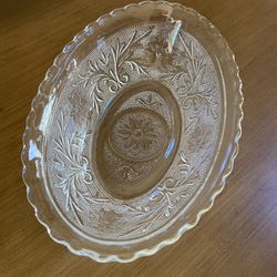 Tiara Indiana Clear  Sandwich Glass 8.5" Oval Serving Bowl