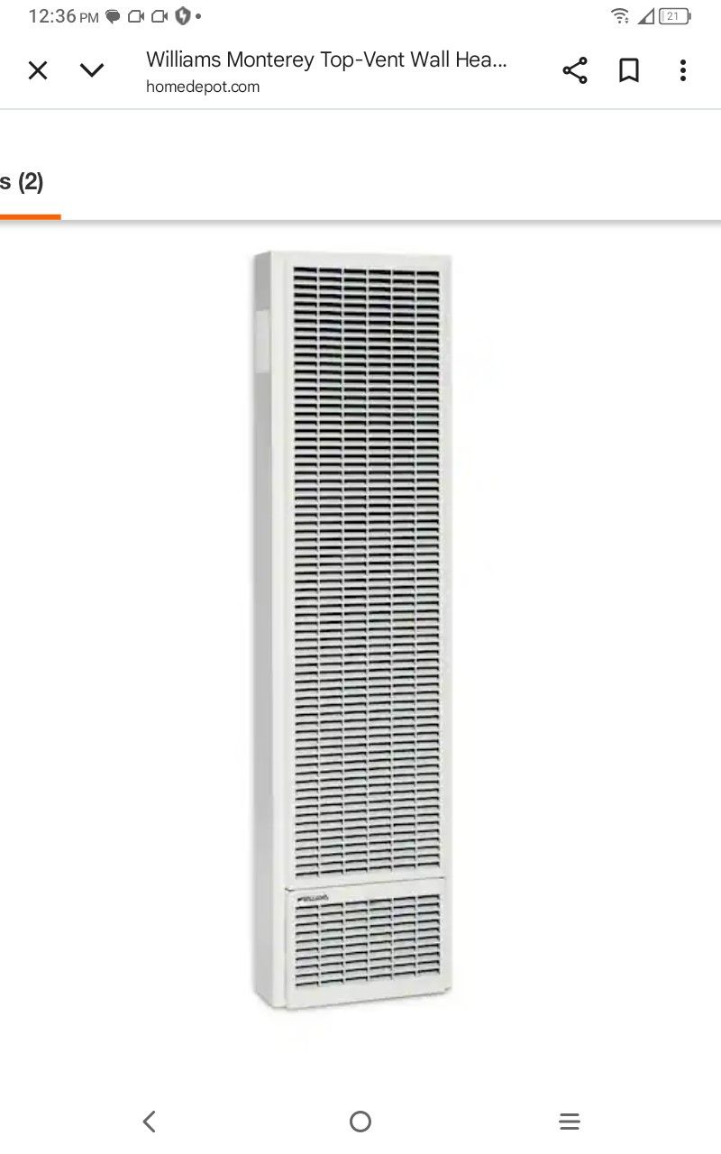 Nearly New Natural Gas Wall Heater W/ Rear Wall Vent