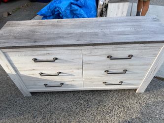 6-Drawer Double Dresser Gray Wood Finish