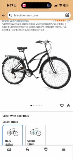 CamPingSurvivals 26-Inch Women's Beach Cruiser Bike