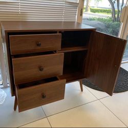 Storage Cabinet with 1 Side Cabinet and 3 Large Drawers, 1 Adjustable Shelf, Mid-Century Modern Sideboard, Drawer Dresser, 29.7" L TV Stand Freestandi