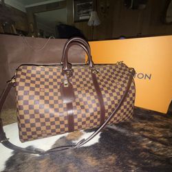 💯 Authentic Damier Ebene Keepall 55 Bandolier 