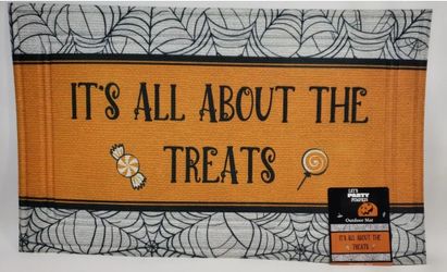 "The Treats" Orange & White Crumb Rubber Doormat (18 x 30 in)