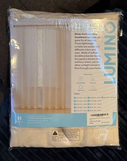 Beige Sheer Voile Rod Pocket Panels (2) 54"W x 84"L