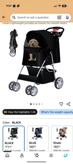 Foldable Pet Stroller 4 Wheels