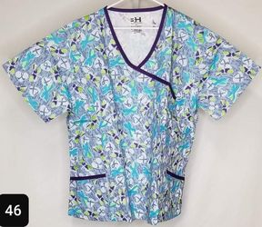 3x Print Scrub Top New 