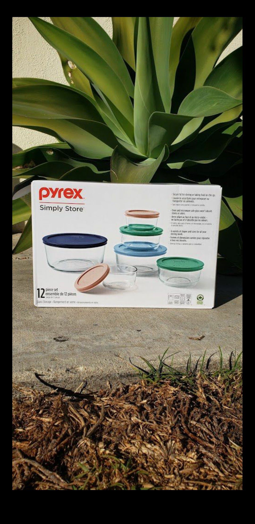 NEW - SEALED Glass Pyrex Food Storage Food Prep Set Containers Tupperware - 12 Piece CHRISTMAS GIFT Dishwasher, refrigerator, microwave and oven safe
