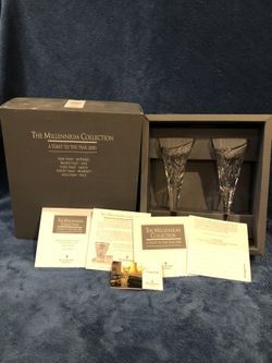 Waterford Crystal Millennium Collection “Happiness” Toasting Flutes