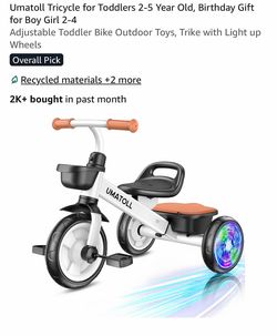 Umatoll Tricycle for Toddlers 2-5 Year Old, Birthday Gift for Boy Girl 2-4
