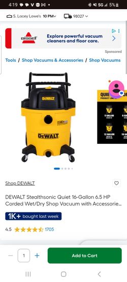 DEWALT Stealthsonic 16-Gallon Wet/Dry Shop Vacuum