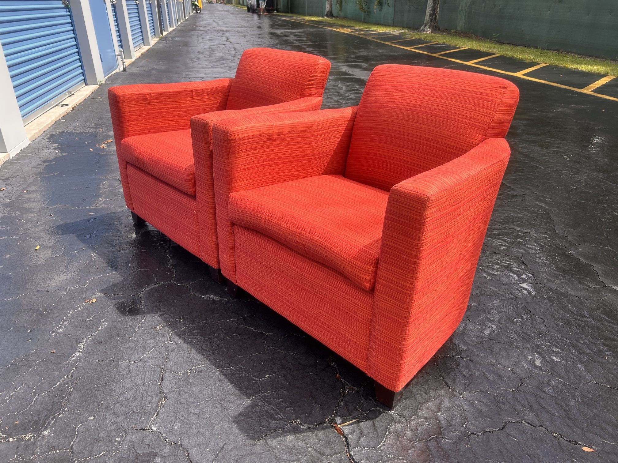 $20 for (2) Red Livingroom Sofa Accent Chairs
