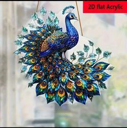 Emerald Plume — Stained Glass Peacock Sun Catcher
