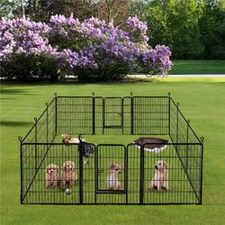 31.5inch 12 Panel Portable Pet Playpen Dog Exercise Fence,Black