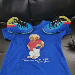 Nike Foamposites (Size 5c) With Polo Shirt (Size 18m) Very Good Condition 