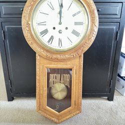 Large Vintage Chiming Oak Wall Clock