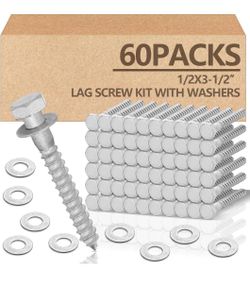 60 Pack 1/2 x 3''- 1/2'' Lag Screw Kit