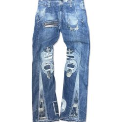 Custom Reconstructed Levi’s Engineered Flared Patchwork Jeans