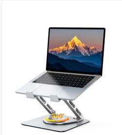 RIWUCT 360° Rotatable Laptop Stand - Silver, Adjustable Height