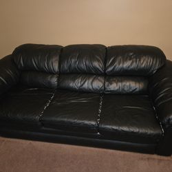 Black Leather Sofa & Love Seat