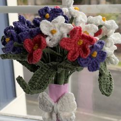 Handmade Forget Me Not Crochet Flower Bouquet