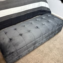 Velvet Storage Ottoman 