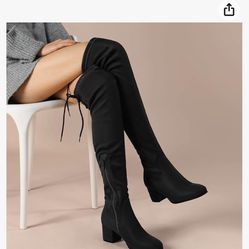 Women's Over The Knee Thigh High Chunky Heel Boots Long
