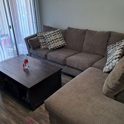 Like new brown sectional and coffee table