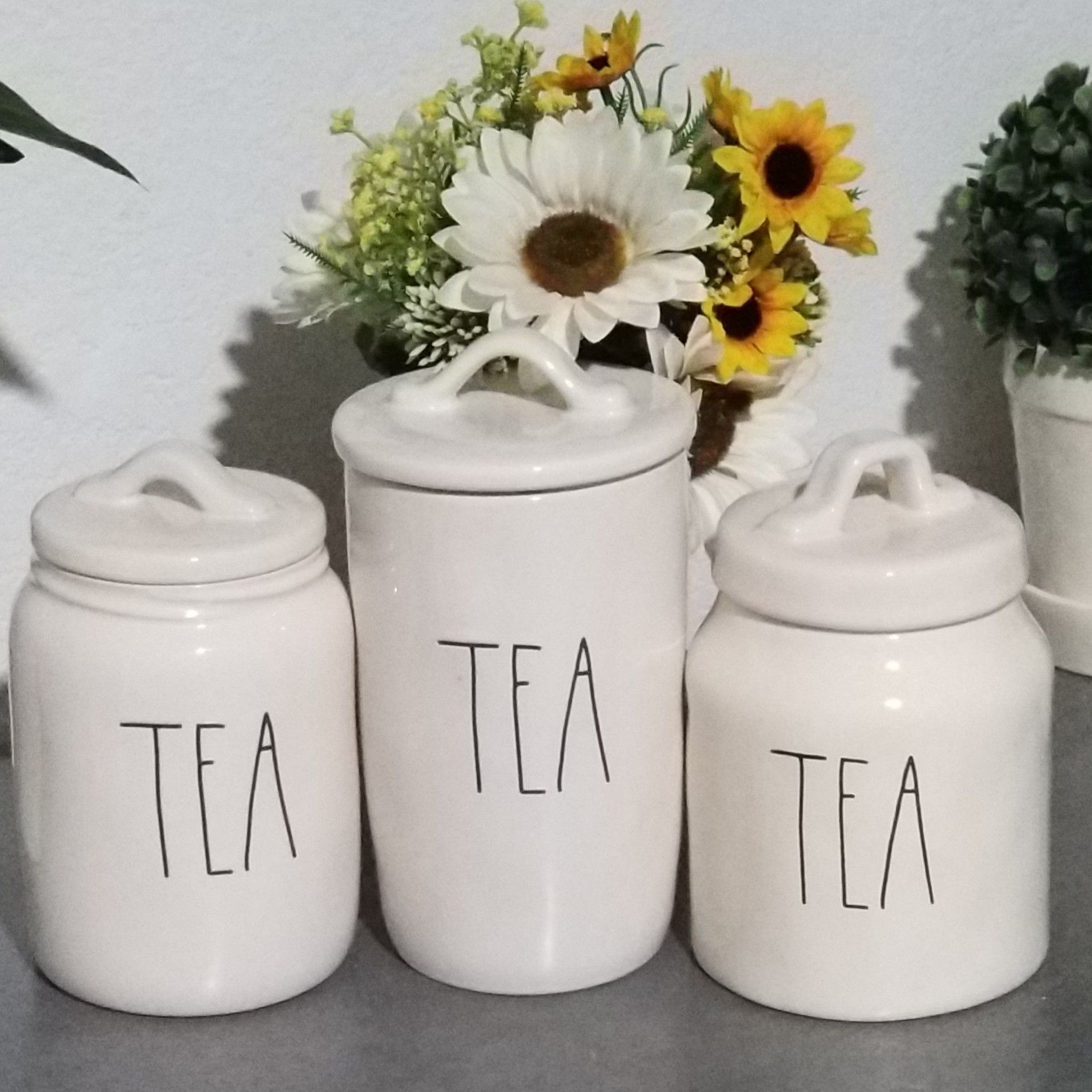 Rae Dunn TEA canisters / farmhouse decor kitchen home storage