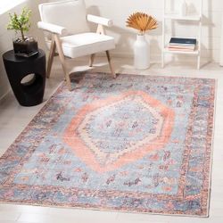 SAFAVIEH Serapi Machine Washable Annaelle Shabby Chic Distressed Rug Light Blue/Beige