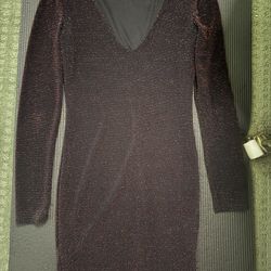 Vestido Negro Talla Chica Stretch Con Destellos Rojos Forever 21